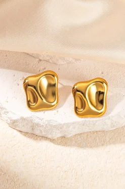 Abstract Gold-Tone Stud Earrings
