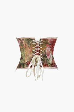 Abstract Print Braided Tie Corset Top