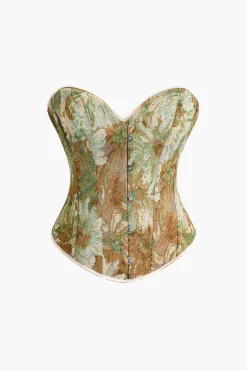 Abstract Print Braided Tie Corset Top