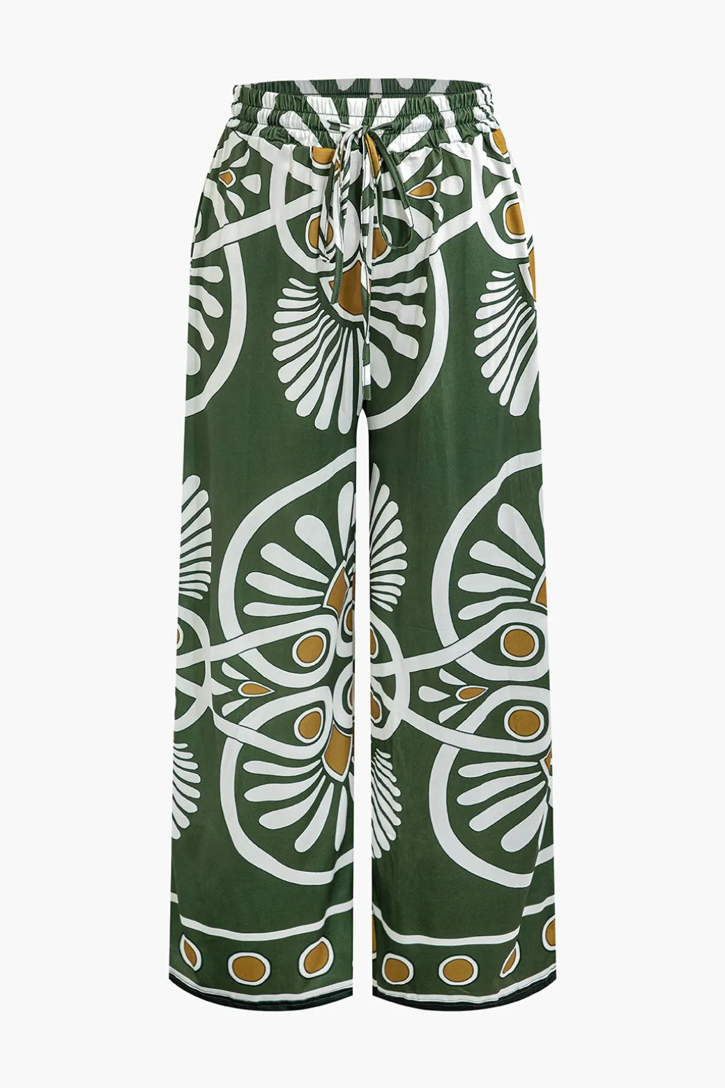 Abstract Print Drawstring Wide Leg Pants