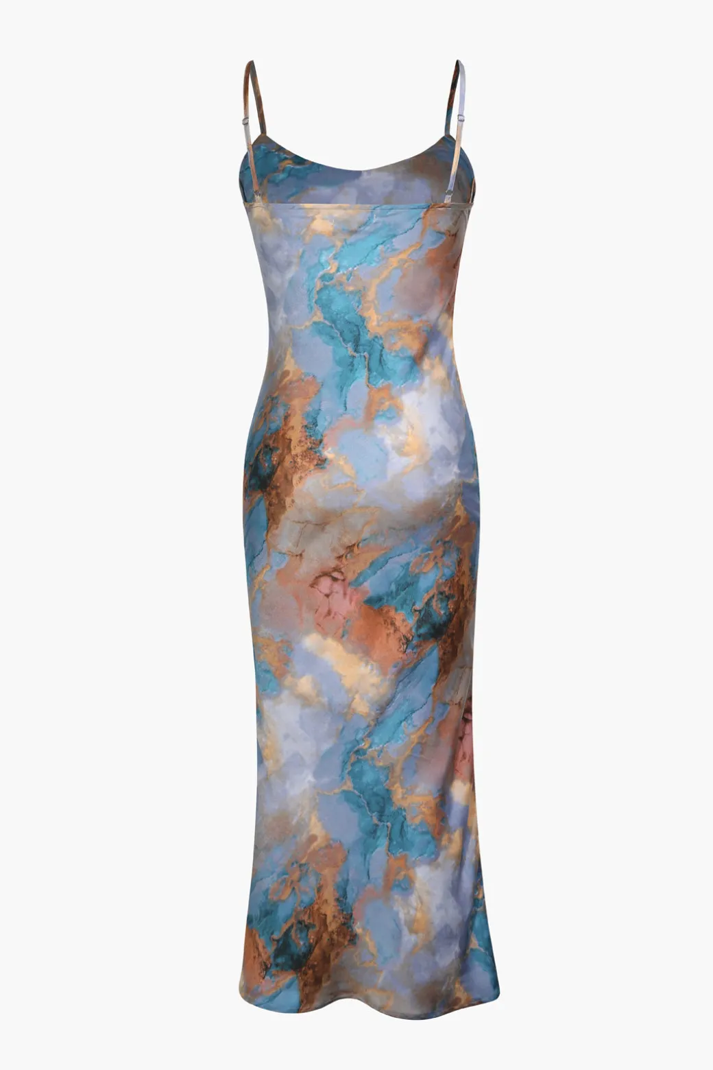 Abstract Print Fitted Midi Slip Dress