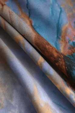 Abstract Print Fitted Midi Slip Dress