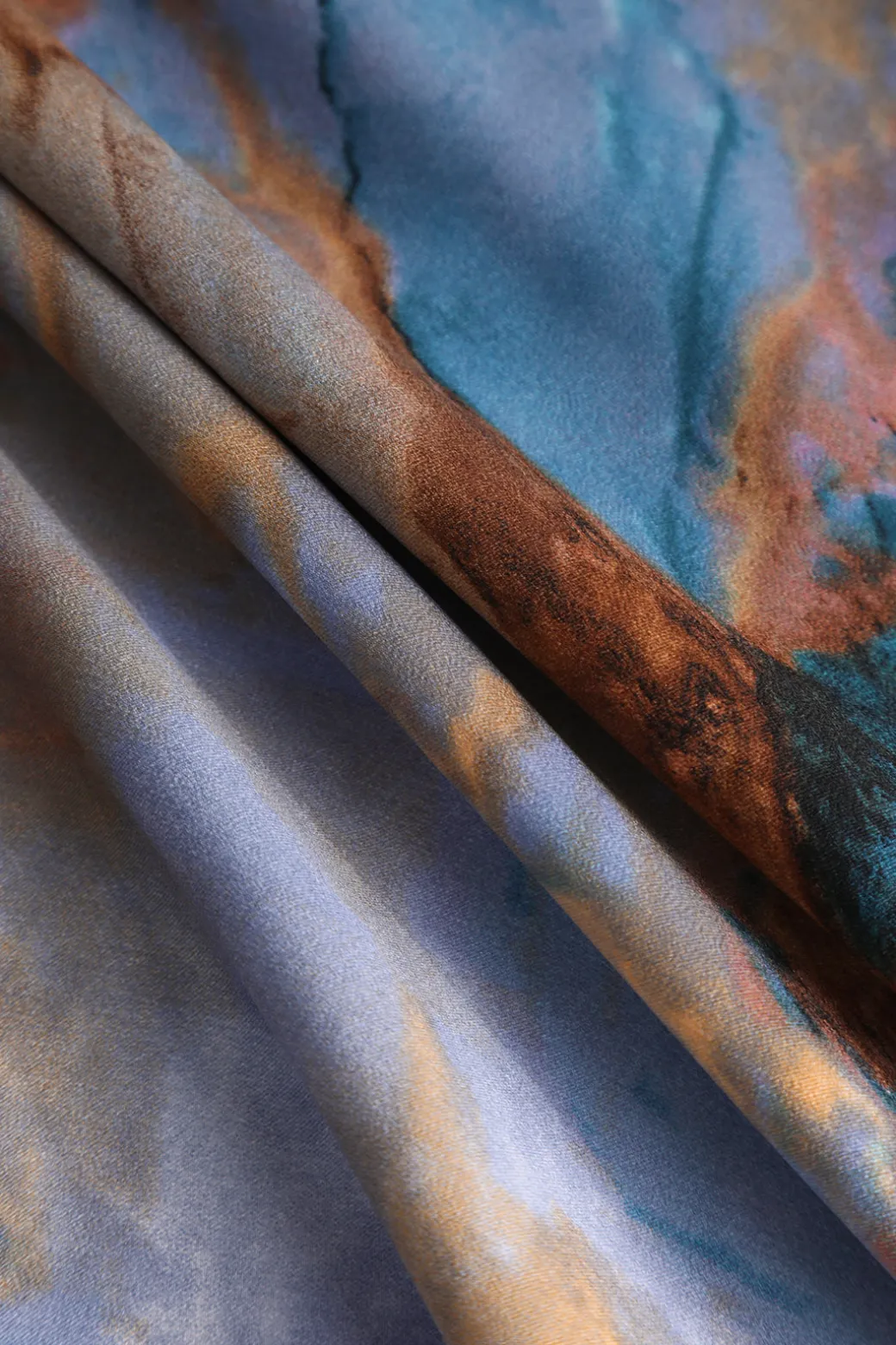 Abstract Print Fitted Midi Slip Dress