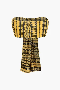 Abstract Print Knot Tube Top And Wide Leg Trouser Set