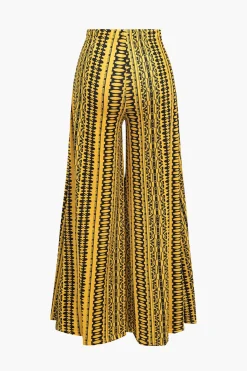 Abstract Print Knot Tube Top And Wide Leg Trouser Set