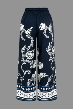 Abstract Print Long Sleeve Shirt And Trousers Set