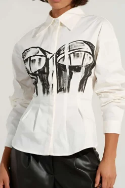Abstract Print Print Button Long-Sleeve Shirt