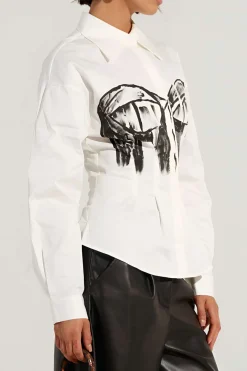 Abstract Print Print Button Long-Sleeve Shirt