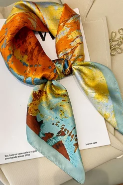 Abstract Print Satin Scarf