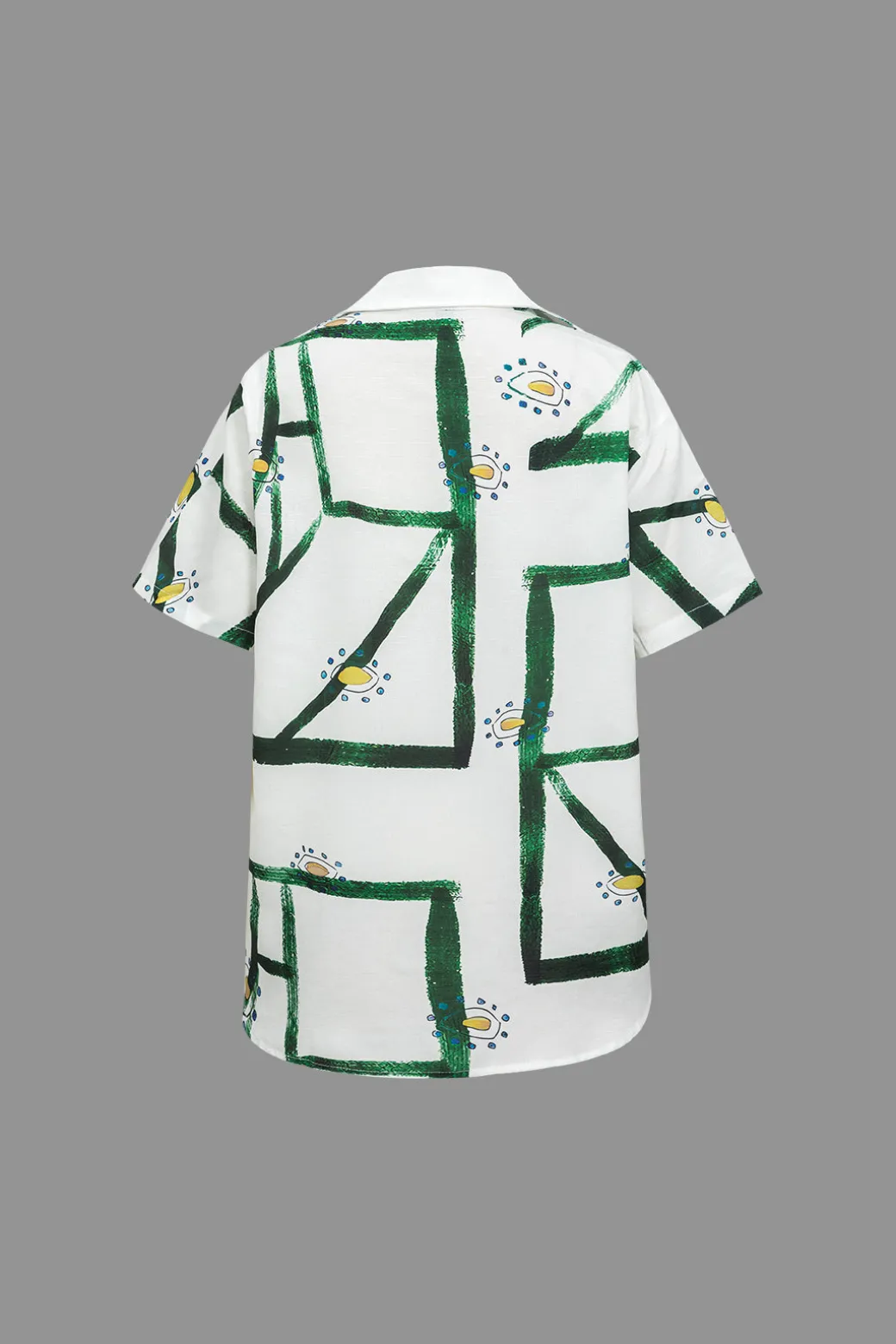 Abstract Print Shirt And Drawstring Shorts Set