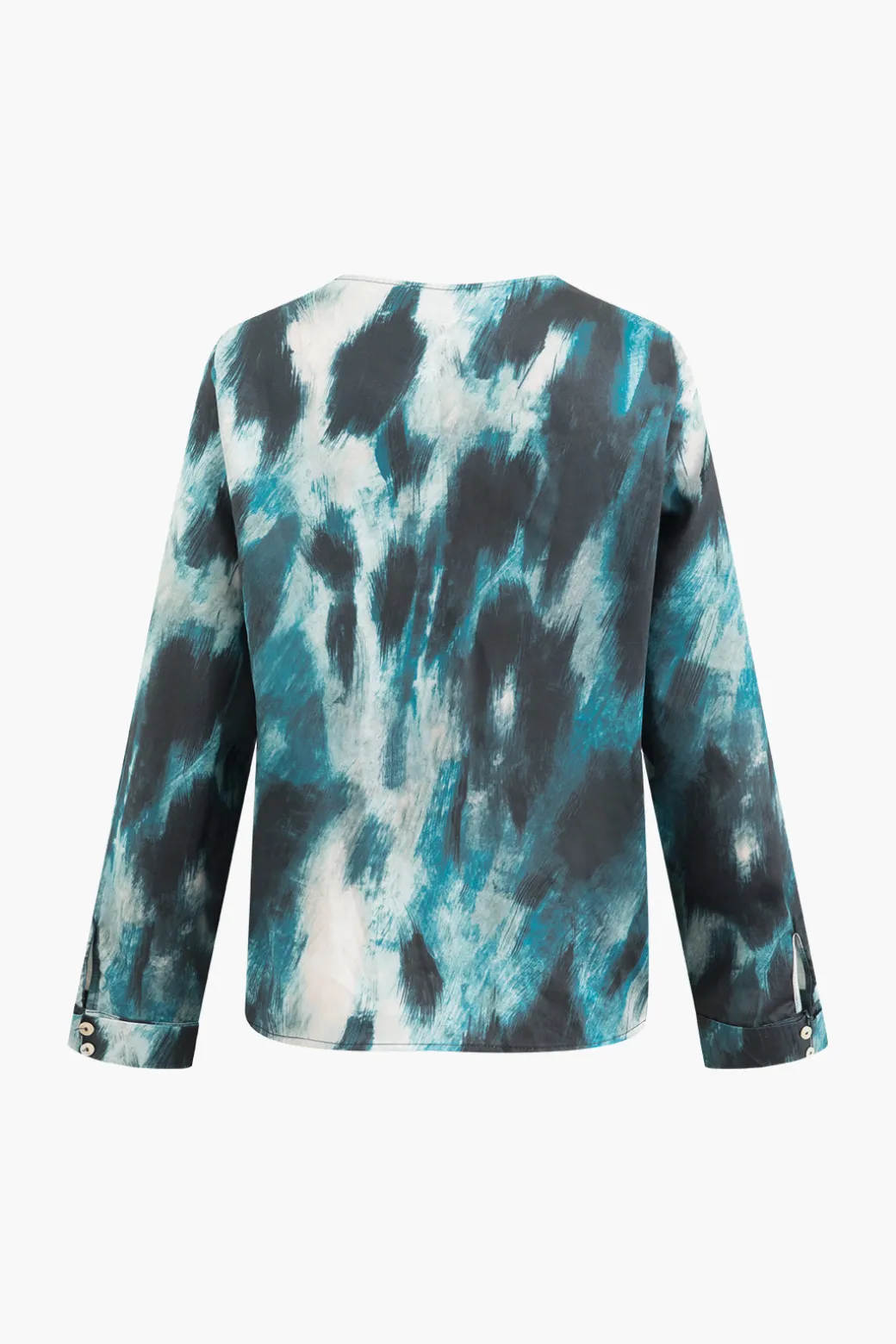 Abstract Print V-neck Button Up Shirt