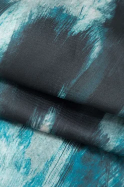 Abstract Print V-neck Button Up Shirt