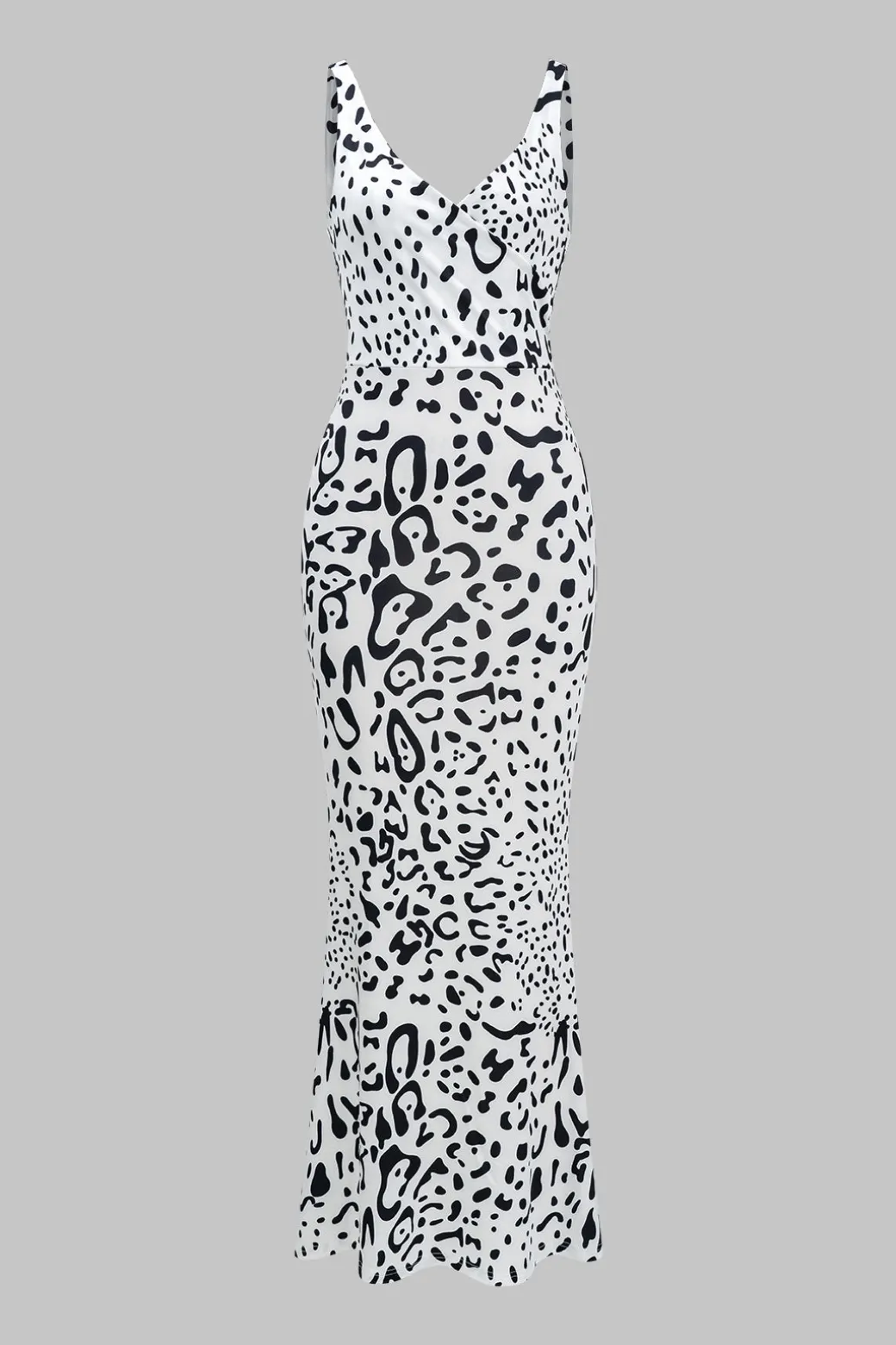 Abstract Print V-neck Sleeveless Maxi Dress