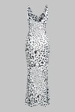 Abstract Print V-neck Sleeveless Maxi Dress