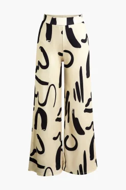 Abstract Print Wide Leg Pants
