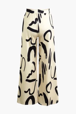 Abstract Print Wide Leg Pants