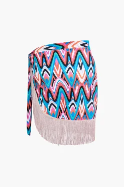 Abstract Printed Fringe Cover Up