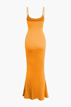 Adjustable Strap Mermaid Maxi Slip Dress
