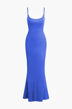 Adjustable Strap Mermaid Maxi Slip Dress