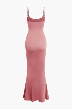 Adjustable Strap Mermaid Maxi Slip Dress