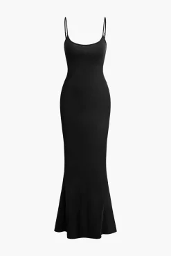 Adjustable Strap Mermaid Maxi Slip Dress