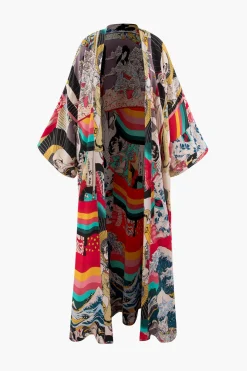 Allover Print Kimono Sleeve Cover Up
