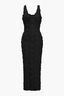 Appliques V-neck Slit Maxi Dress