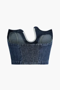 Asymmetric Denim Tube Top