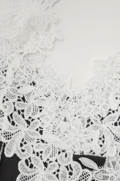 Asymmetric Lace Panel Midi Dress