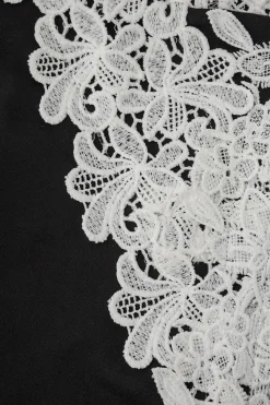 Asymmetric Lace Panel Midi Dress