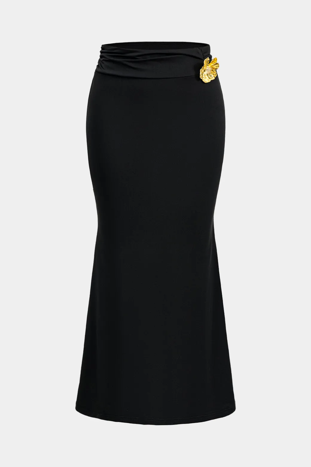Asymmetric Metal Floral Decor Top And Skirt Set