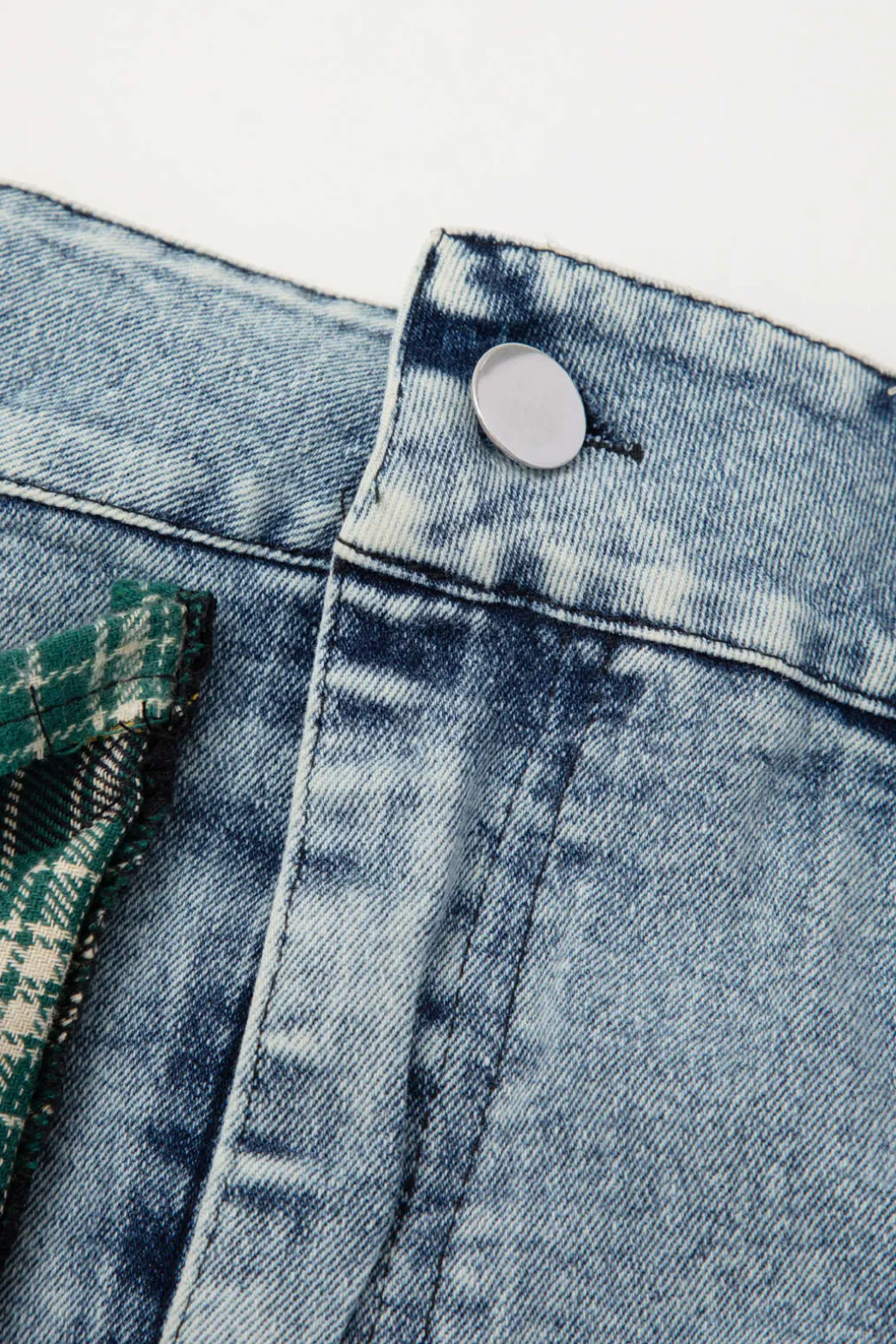 Asymmetric Patchwork Denim Mini Skirt