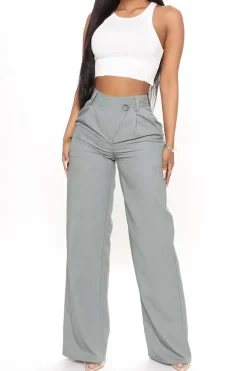 Asymmetric Waist Ruched Straight Leg Pants