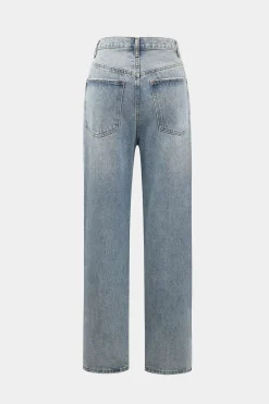 Asymmetric Waist Straight Leg Jeans