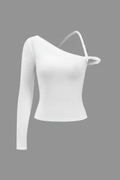 Asymmetrical Design Long-Sleeve Top