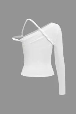 Asymmetrical Design Long-Sleeve Top