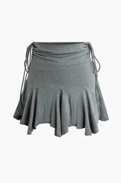 Asymmetrical Drawstring Ruched Mini Skirt