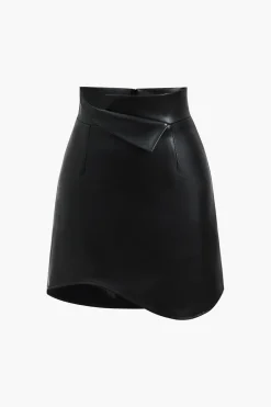 Asymmetrical Faux Leather Skirt