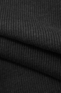 Asymmetrical Long Sleeve Rib Knit Top