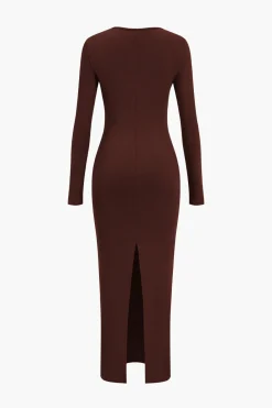Asymmetrical Neck Slit Maxi Dress