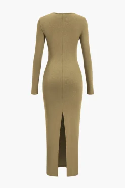 Asymmetrical Neck Slit Maxi Dress