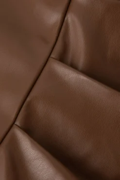 Asymmetrical Ruched Faux Leather Mini Skirt
