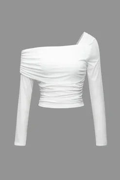 Asymmetrical Ruched Long Sleeve Top