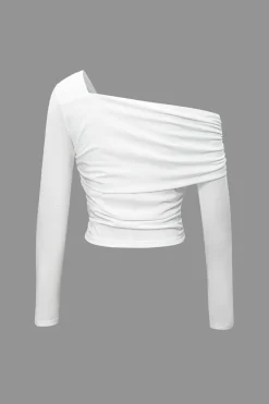 Asymmetrical Ruched Long Sleeve Top