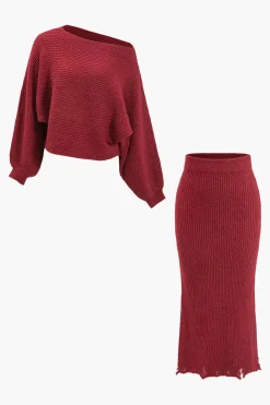 Asymmetrical Top And Skirt Set