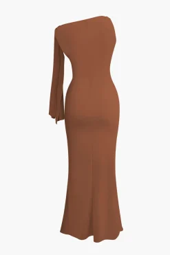 Asymmetrical Twist Knot Mermaid Maxi Dress
