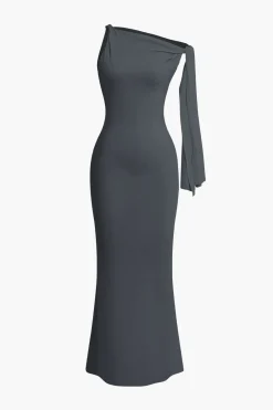 Asymmetrical Twist Knot Mermaid Maxi Dress
