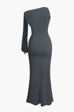 Asymmetrical Twist Knot Mermaid Maxi Dress