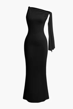 Asymmetrical Twist Knot Mermaid Maxi Dress