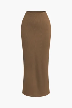 Asymmetrical Twist Top And High Waist Maxi Skirt Set